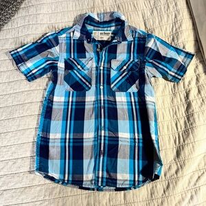 Urban Pipeline Blue and White Plaid Kids Button Down Shirt